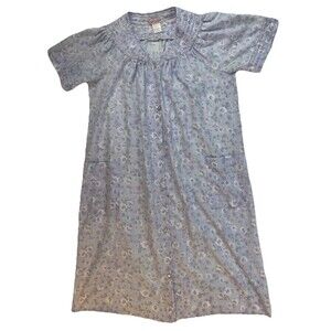 Vtg Loti Fashion House Coat Purple Floral Pearl Snap Pockets Light Weight Sz S